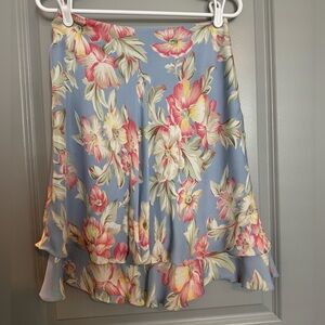 Jones New York Blue Floral High-Low Ruffle Skirt